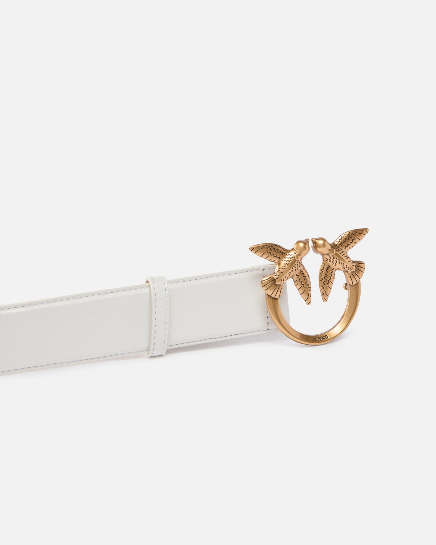 Leather belt with Love Birds buckle, 4 cm