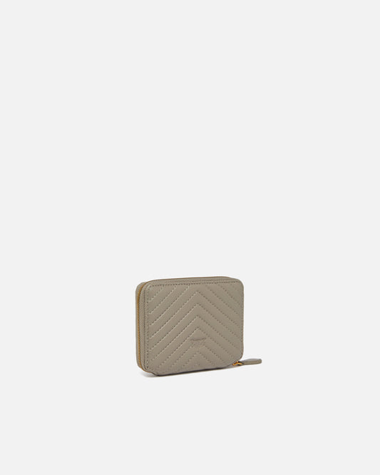Square quilted nappa leather zip-around purse