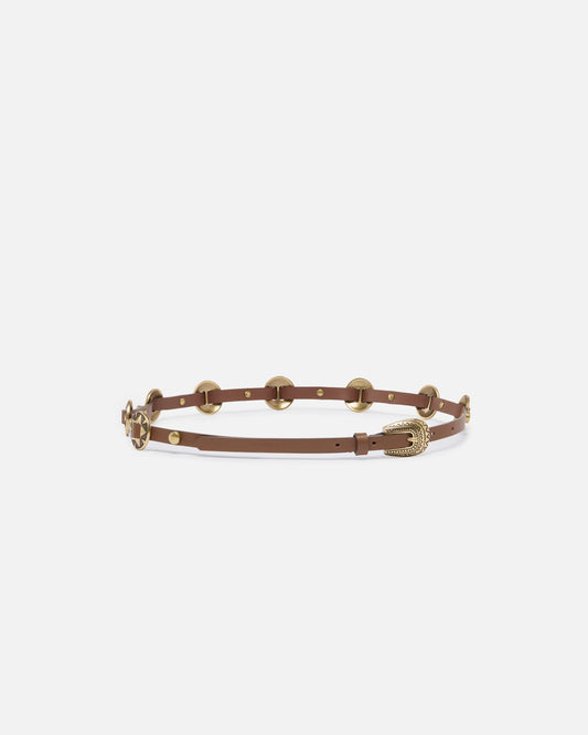 Thin belt with engraved metal plates 1cm