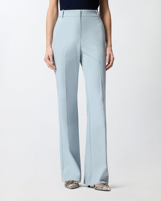 Flared trousers with pressed pleat detail