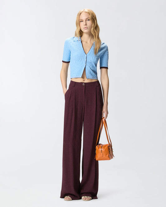 Jacquard polo cropped cardigan