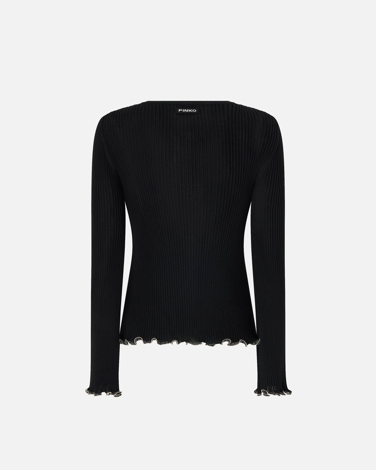 Ribbed sweater with jewel edges