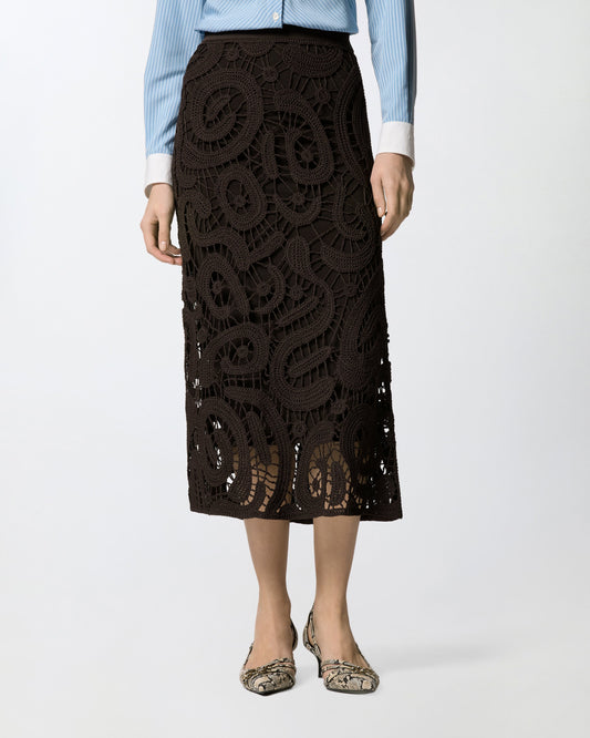 Geometric crocheted midi skirt