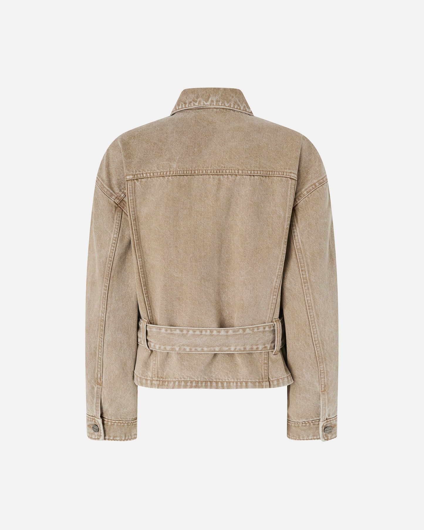 Brown denim jacket with jewel embroidery