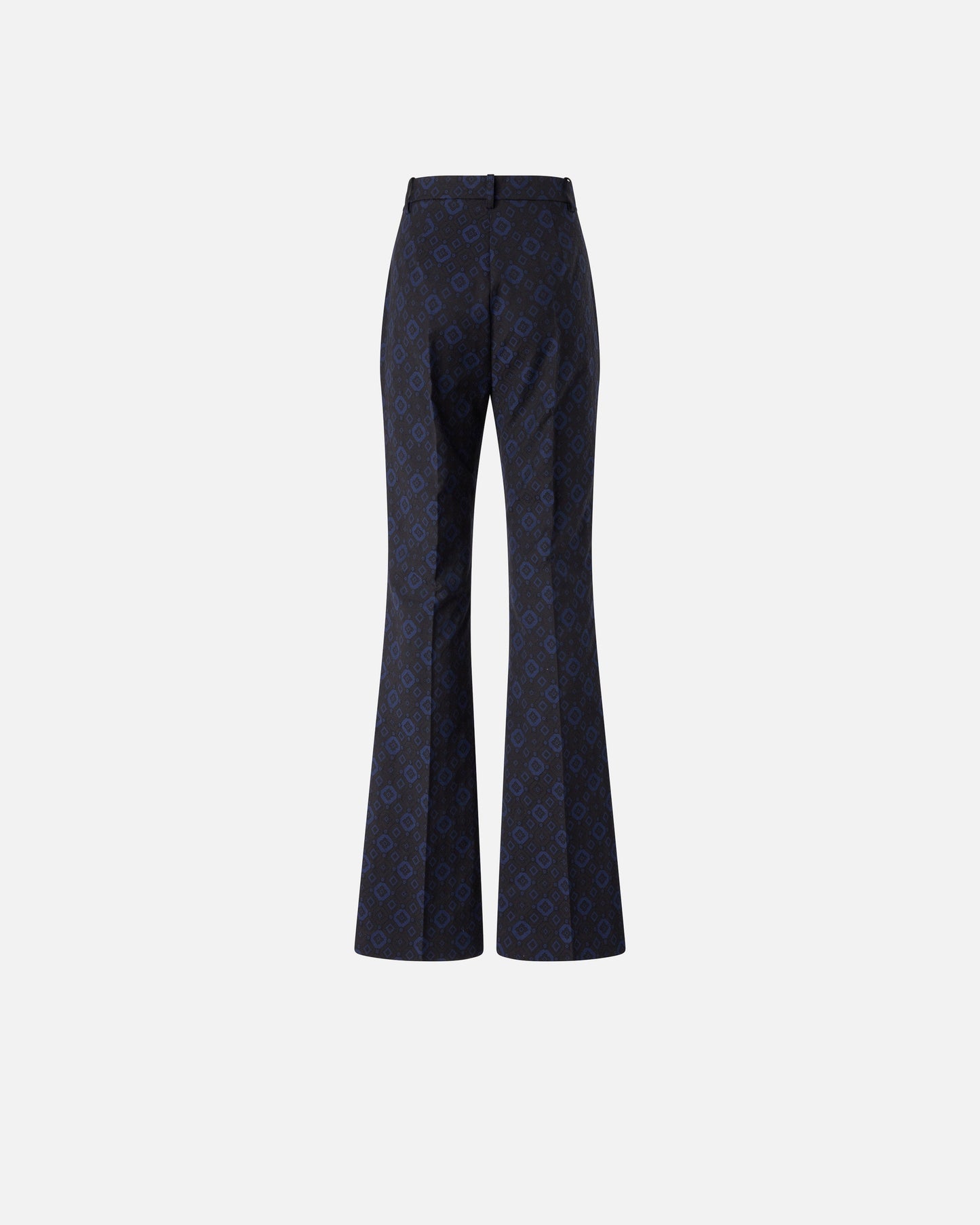 Trousers with a geometric and floral motif