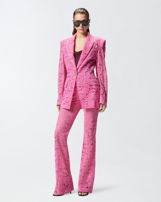 Lace blazer with jewel buttons