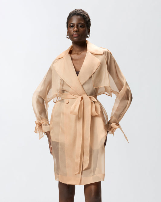 Silk organza trench coat