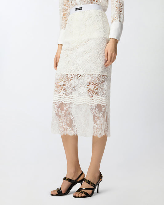 Midi skirt in lace with slits
