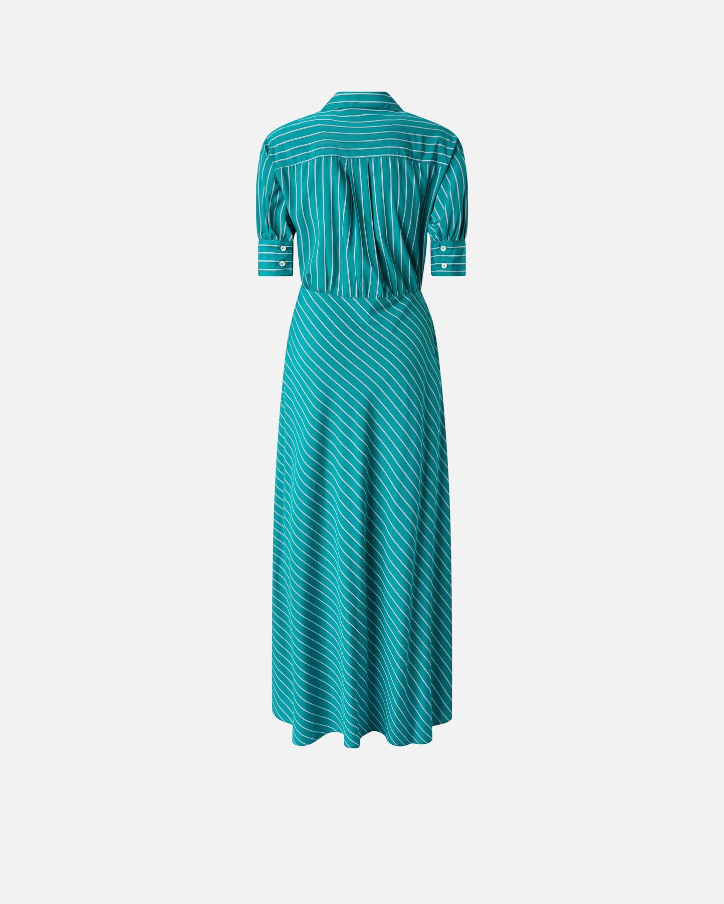 Long wrap dress with striped pattern