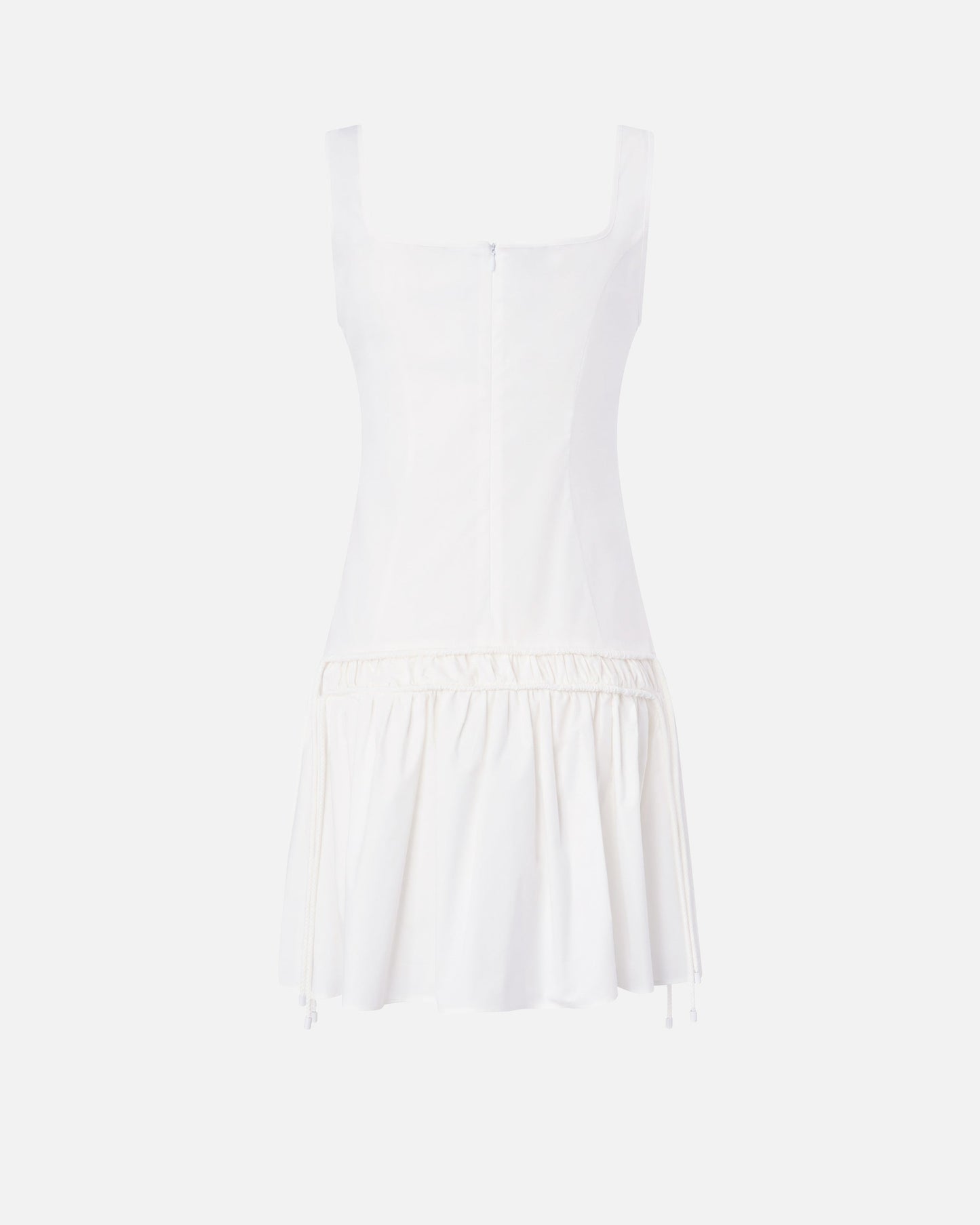 Short dress with gathering and drawstring