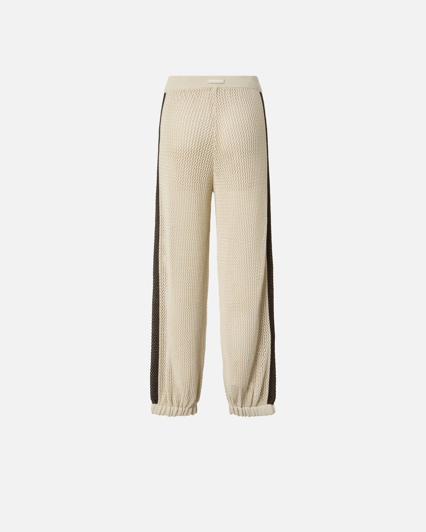 Openwork trousers with contrasting bands