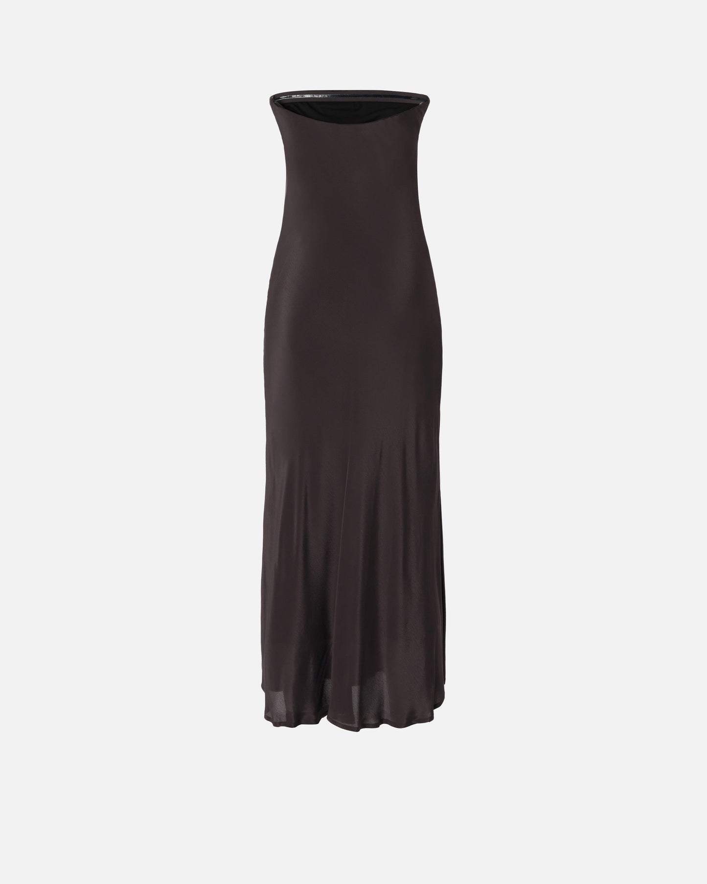 Long bandeau dress in viscose and silk crêpe de chine