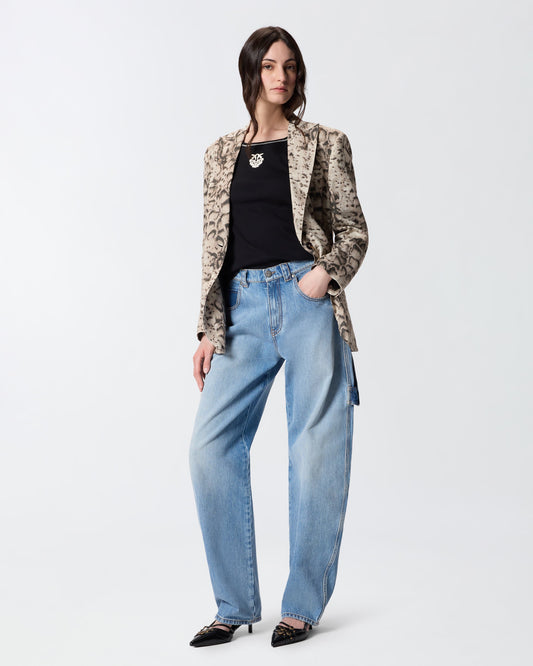 Linen jacket with snake print