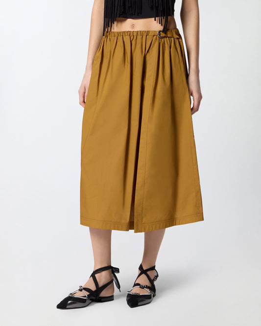 Midi skirt with slit and Texan buckle