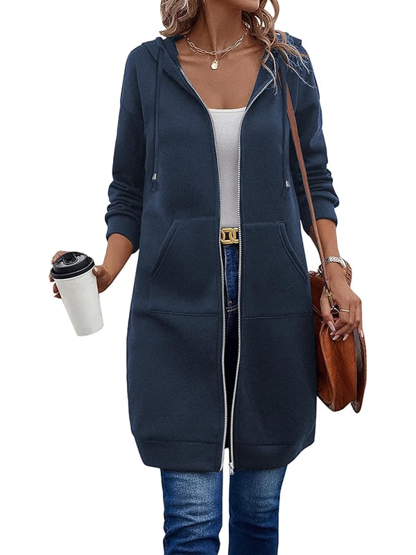 Damen Freizeit-Fleece-Hoodies mit Reißverschluss