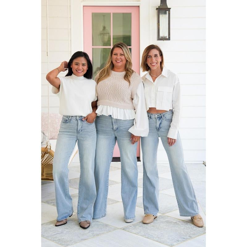 HALBER PREIS💥High Waist Vintage Wash Tummy Control Jeans mit geradem Bein