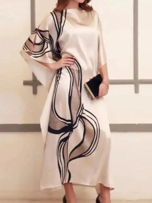 Elegance Swirl – Seidenkaftan, inspiriert von abstrakter Kunst