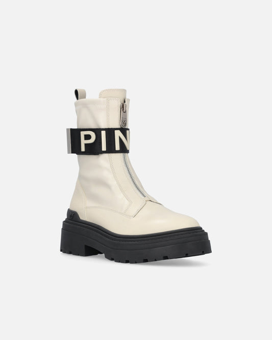 Platform boots with logo lettering logo