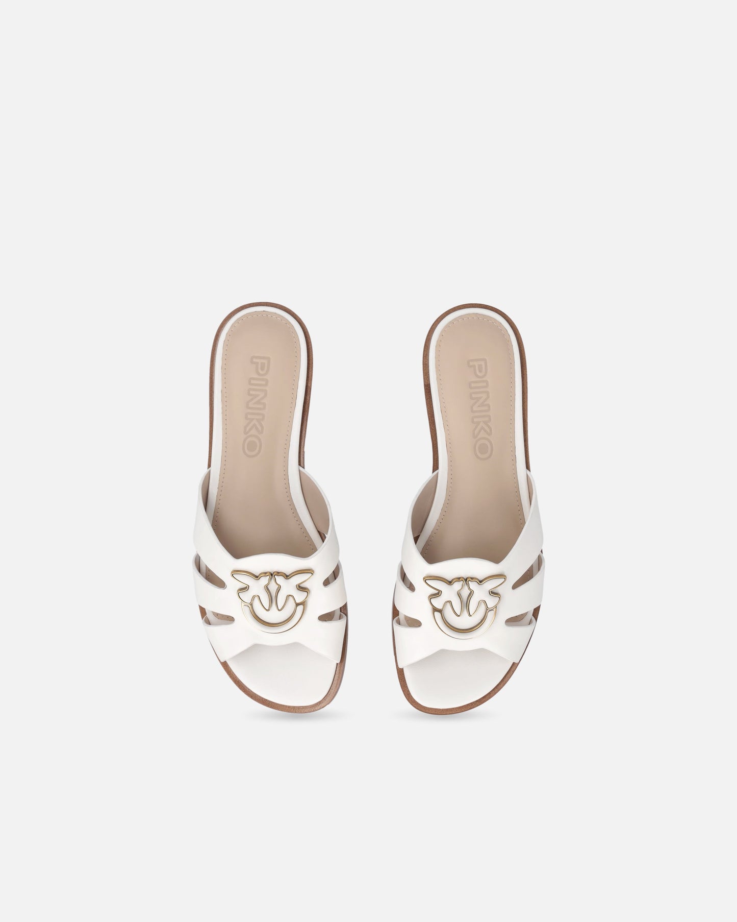 Leather slip-on sandals with Love Birds logo