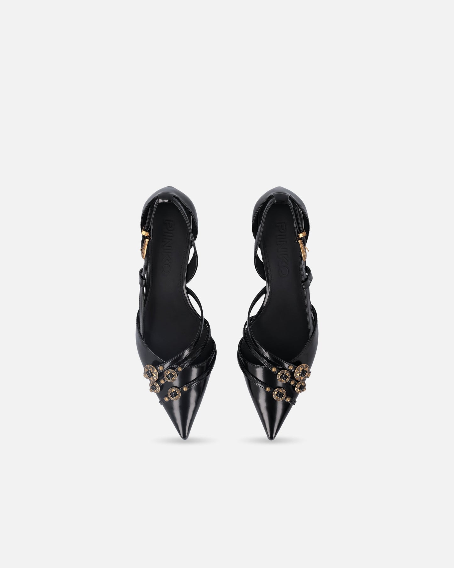 Pumps with straps and jewel studs
