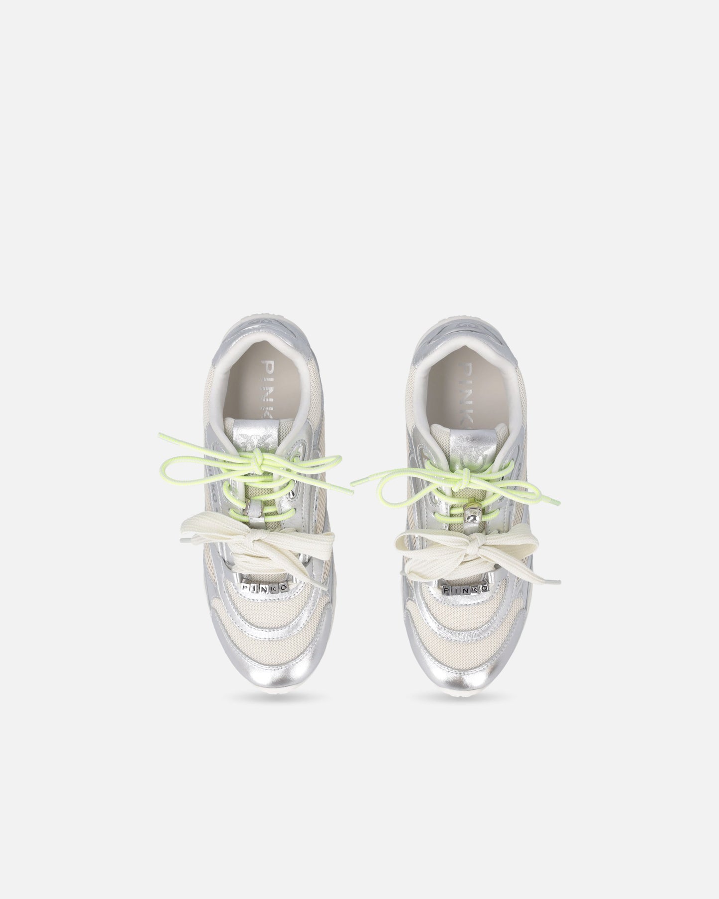 Laminated sneakers with double laces and jewel details
