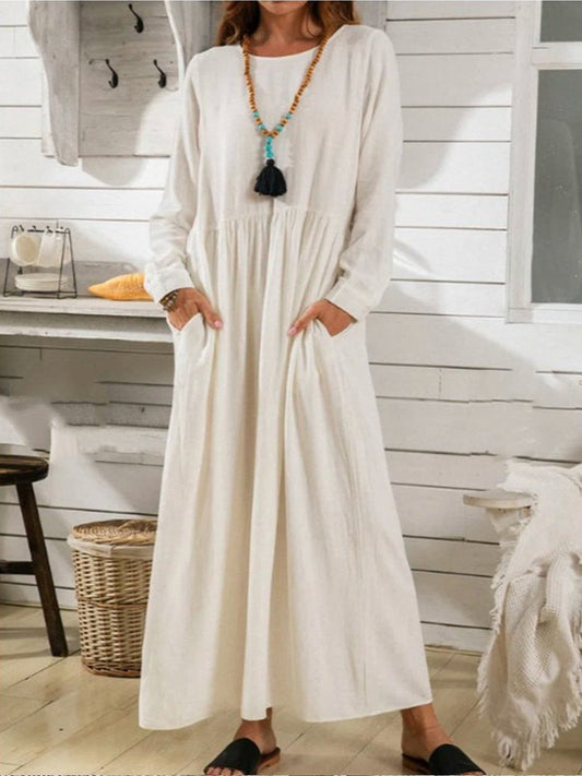 Elegantes Baumwollkleid für Damen in reiner Farbe