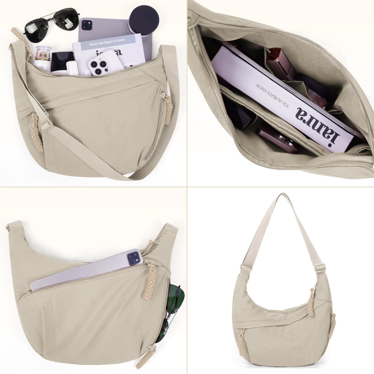 Designer Direct Sales Women's Fashion Plain Color Nylon Crossbody Hobo Bag