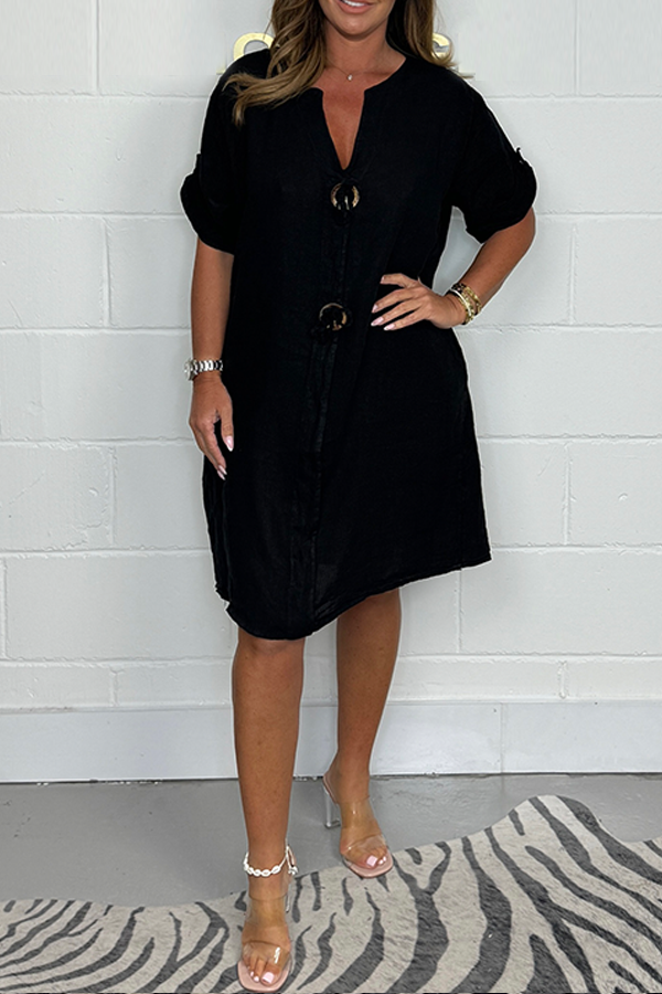 🎉100% linen button dress