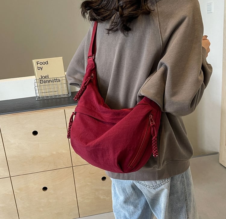 Designer Direct Sales Women's Fashion Plain Color Nylon Crossbody Hobo Bag