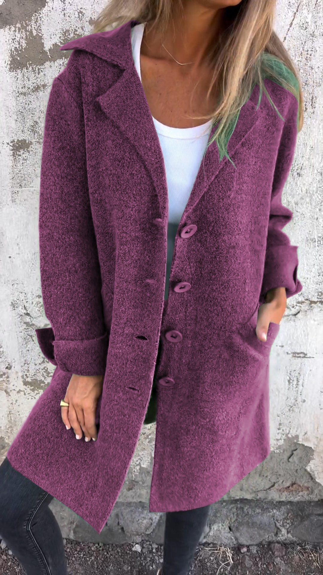 Lässiger Wollmantel mit Revers und Knopfleiste (JETZT 2 KAUFEN UND VERSANDKOSTENFREI LIEFERN LASSEN)