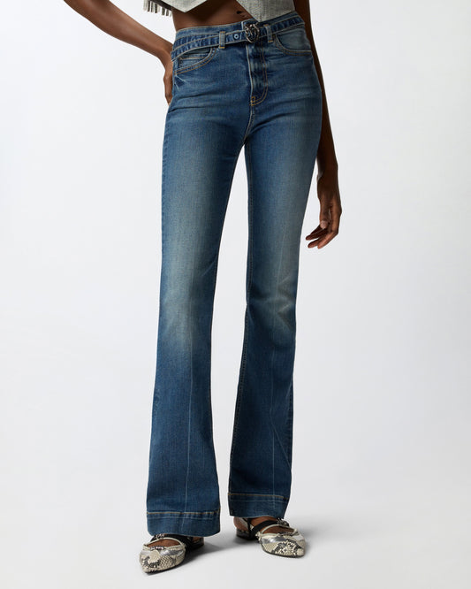Dark jeans with belt and Love Birds buckle
