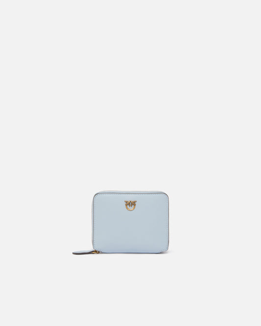 Square leather zip-around purse