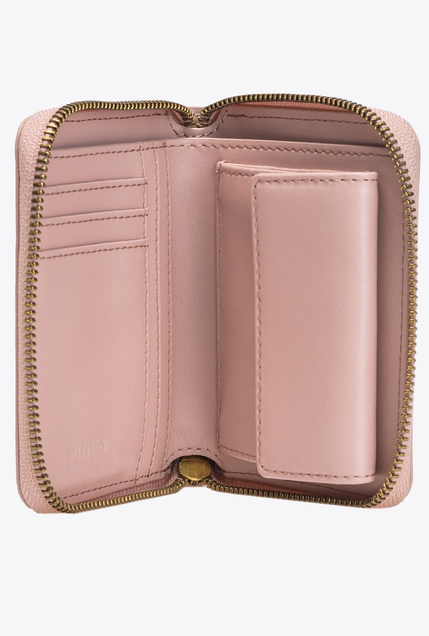 Square leather zip-around purse
