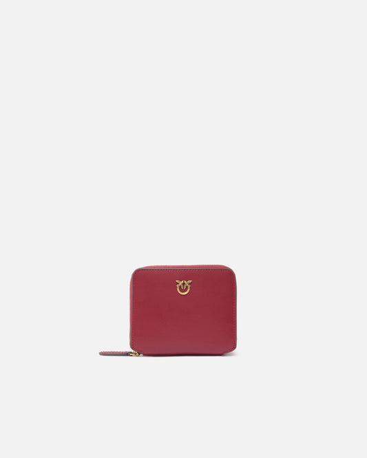 Square leather zip-around purse