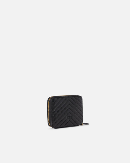 Square quilted nappa leather zip-around purse