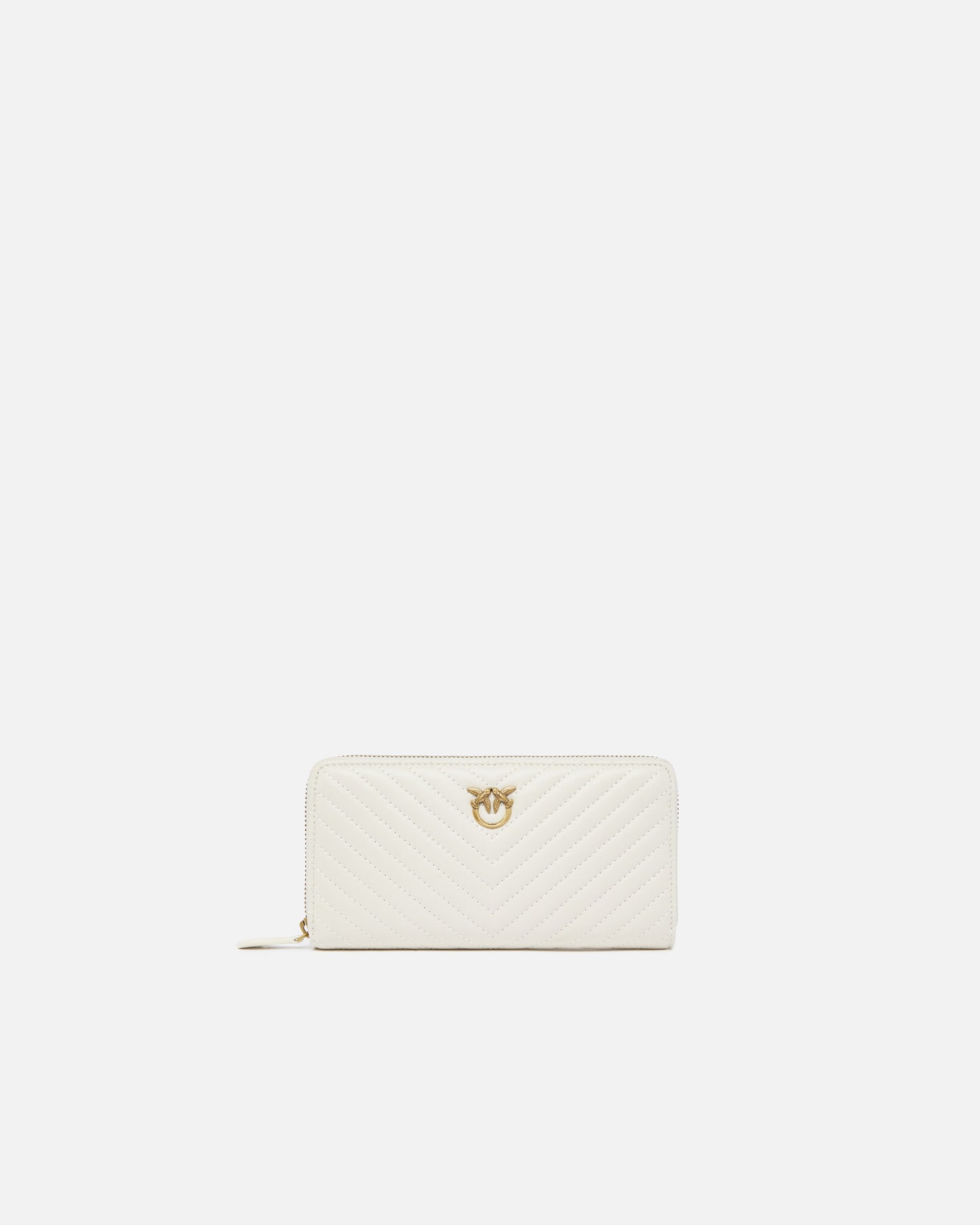 Zip-around wallet in chevron-patterned nappa leather