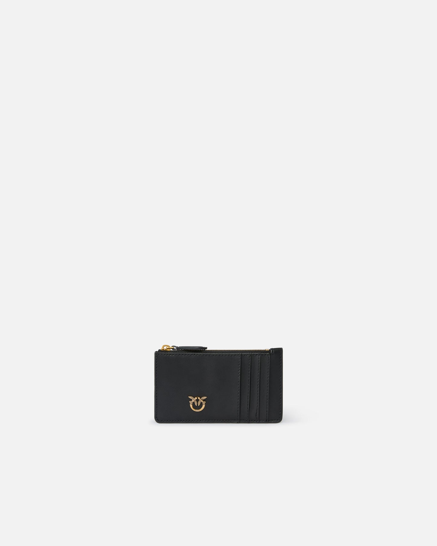 Zipped chevron-patterned card holder