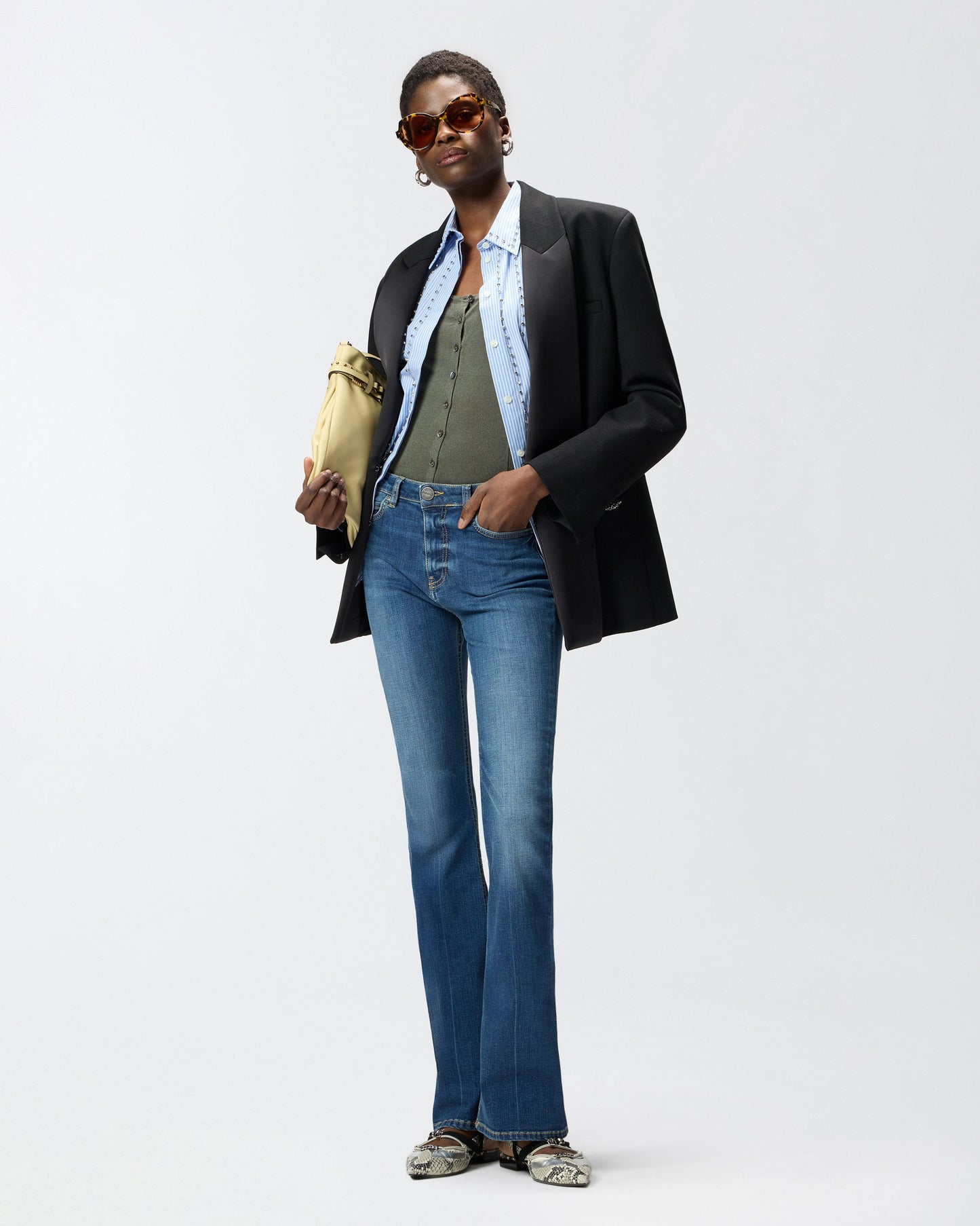 Flared stretch denim jeans