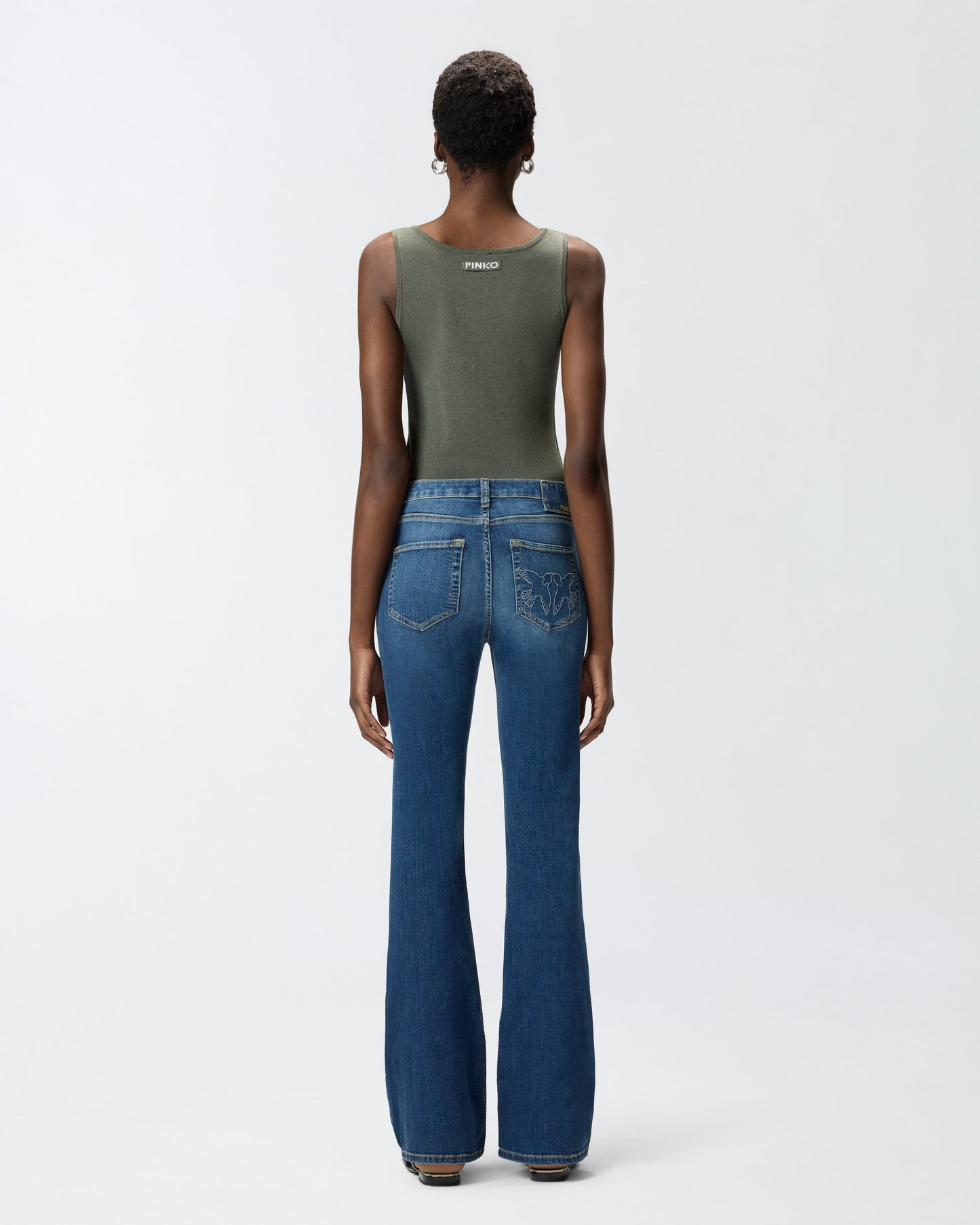 Flared stretch denim jeans