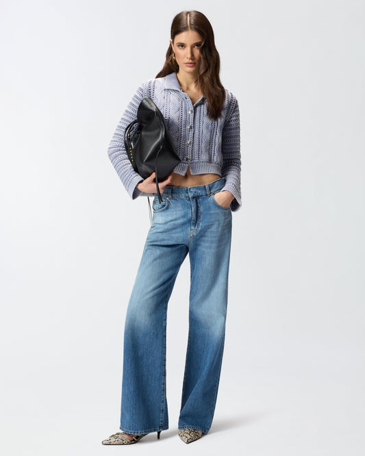 Wide-leg jeans with fading