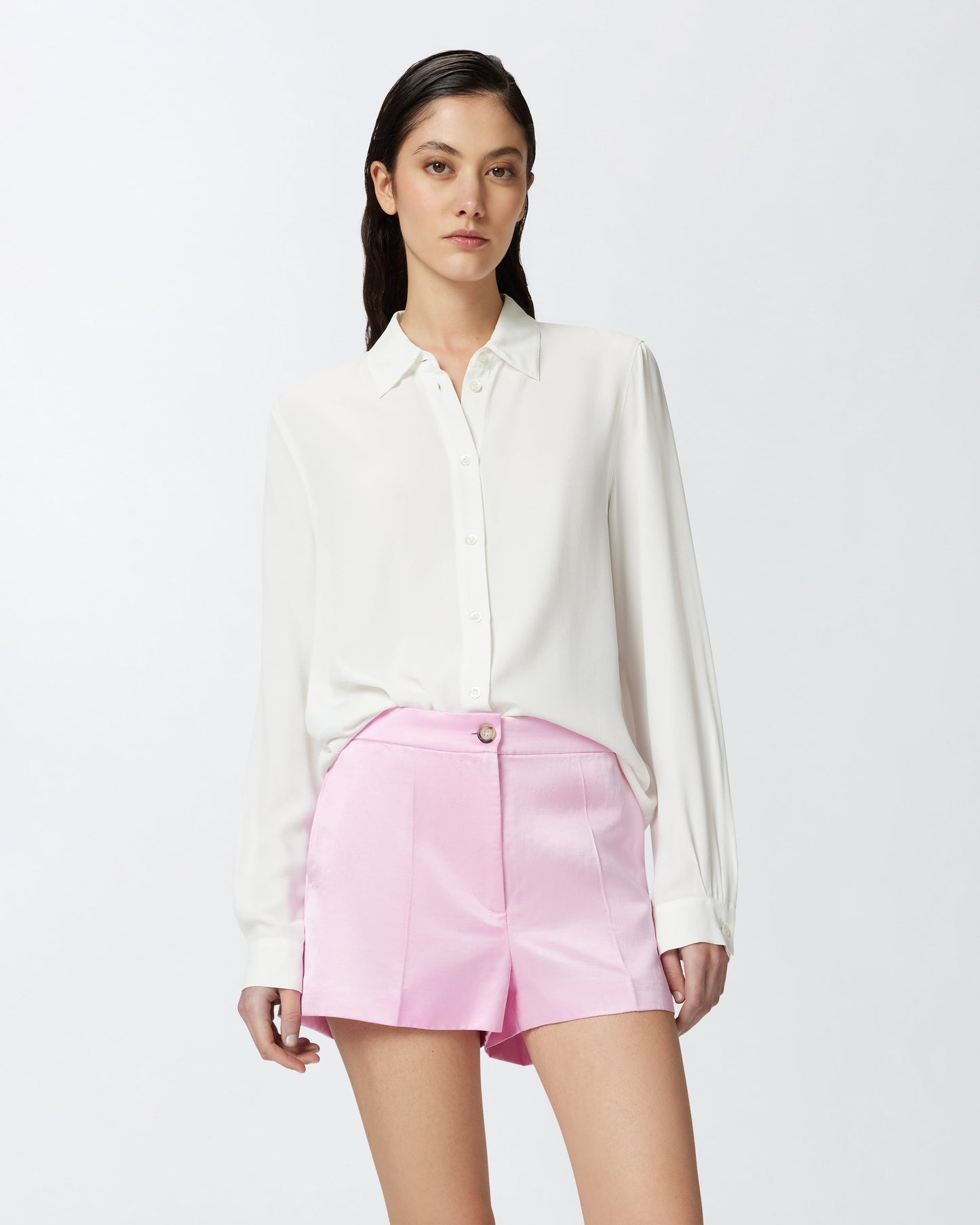Shirt in silk-blend crepe de Chine