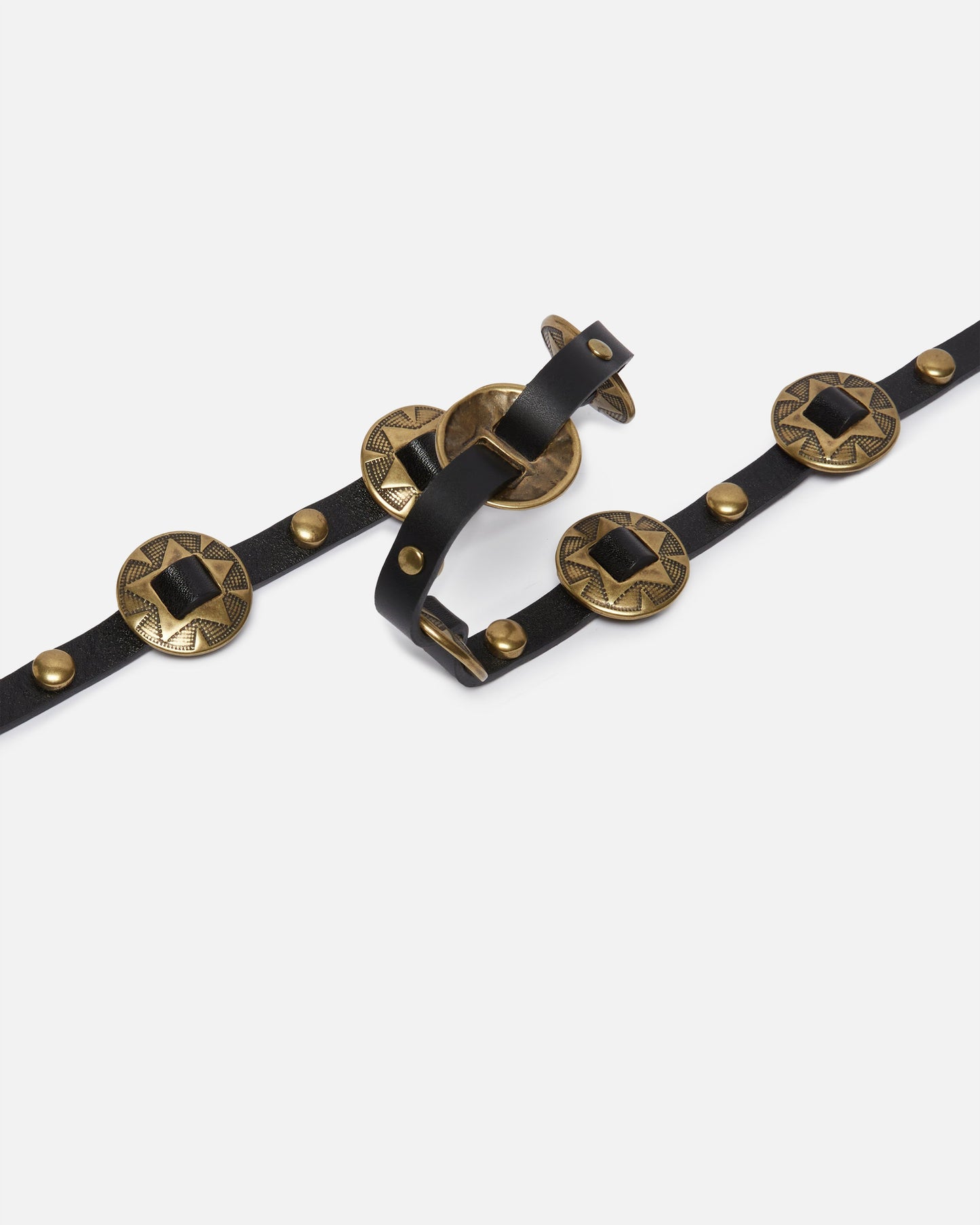 Thin belt with engraved metal plates 1cm