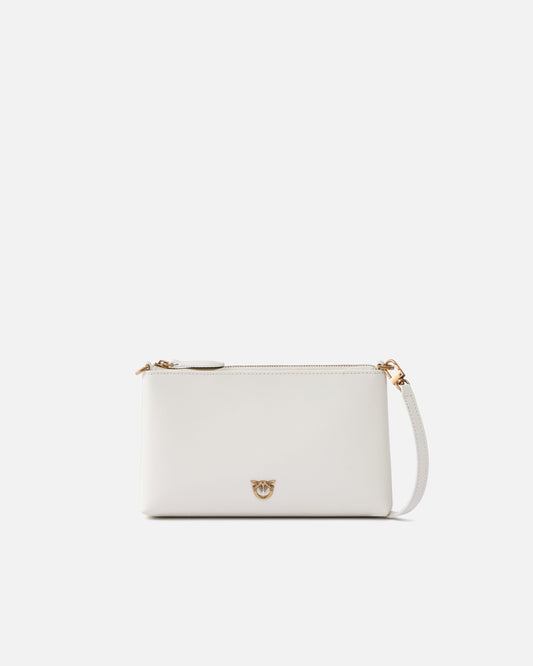 Flat leather clutch with Love Birds logo