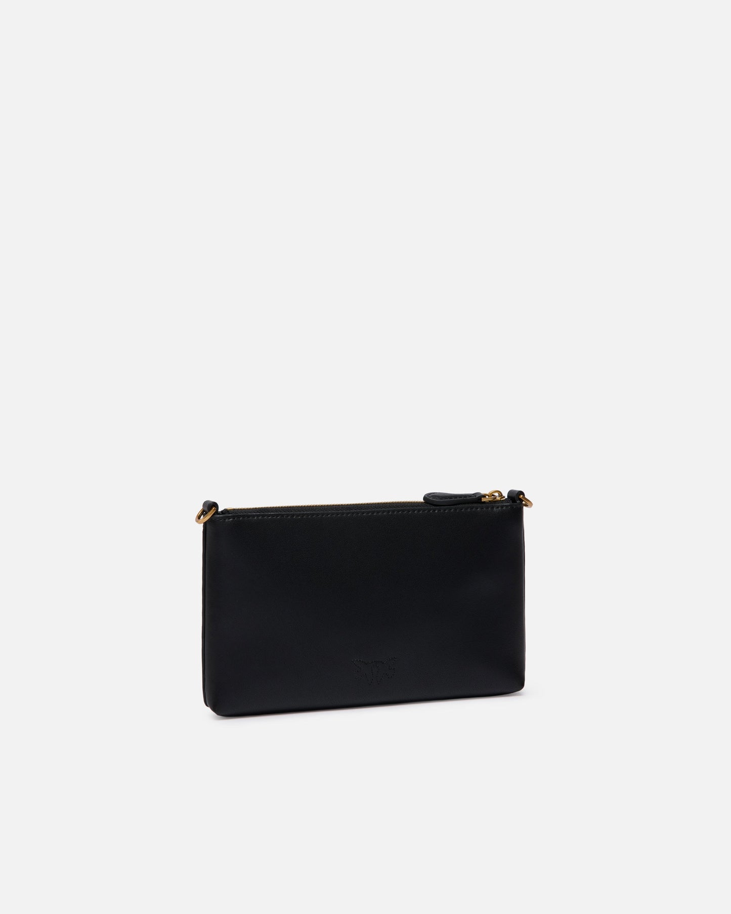 Flat leather clutch with Love Birds logo