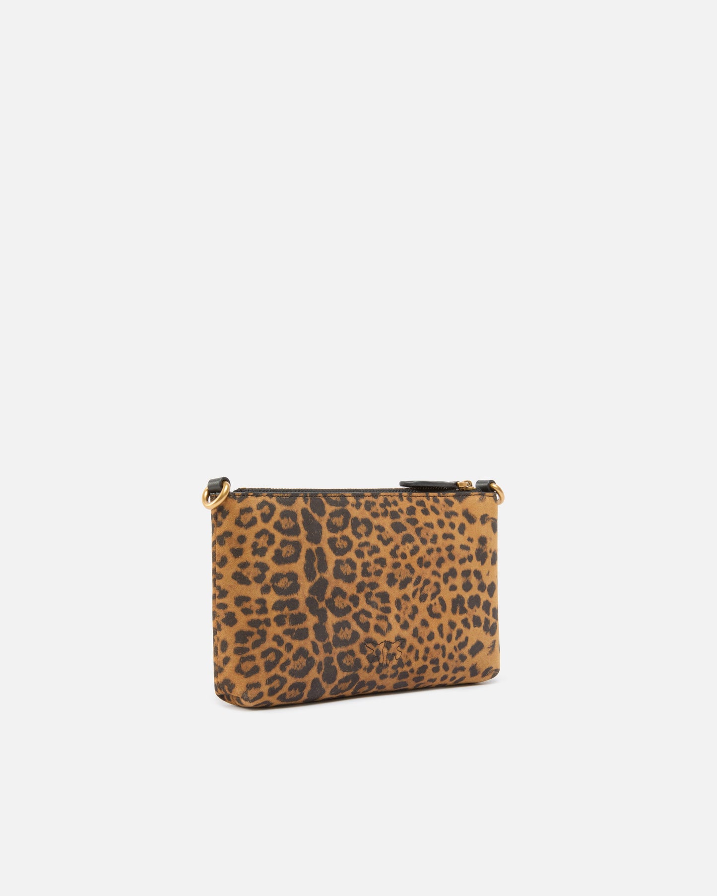 Small crossbody clutch in leopard-print suede