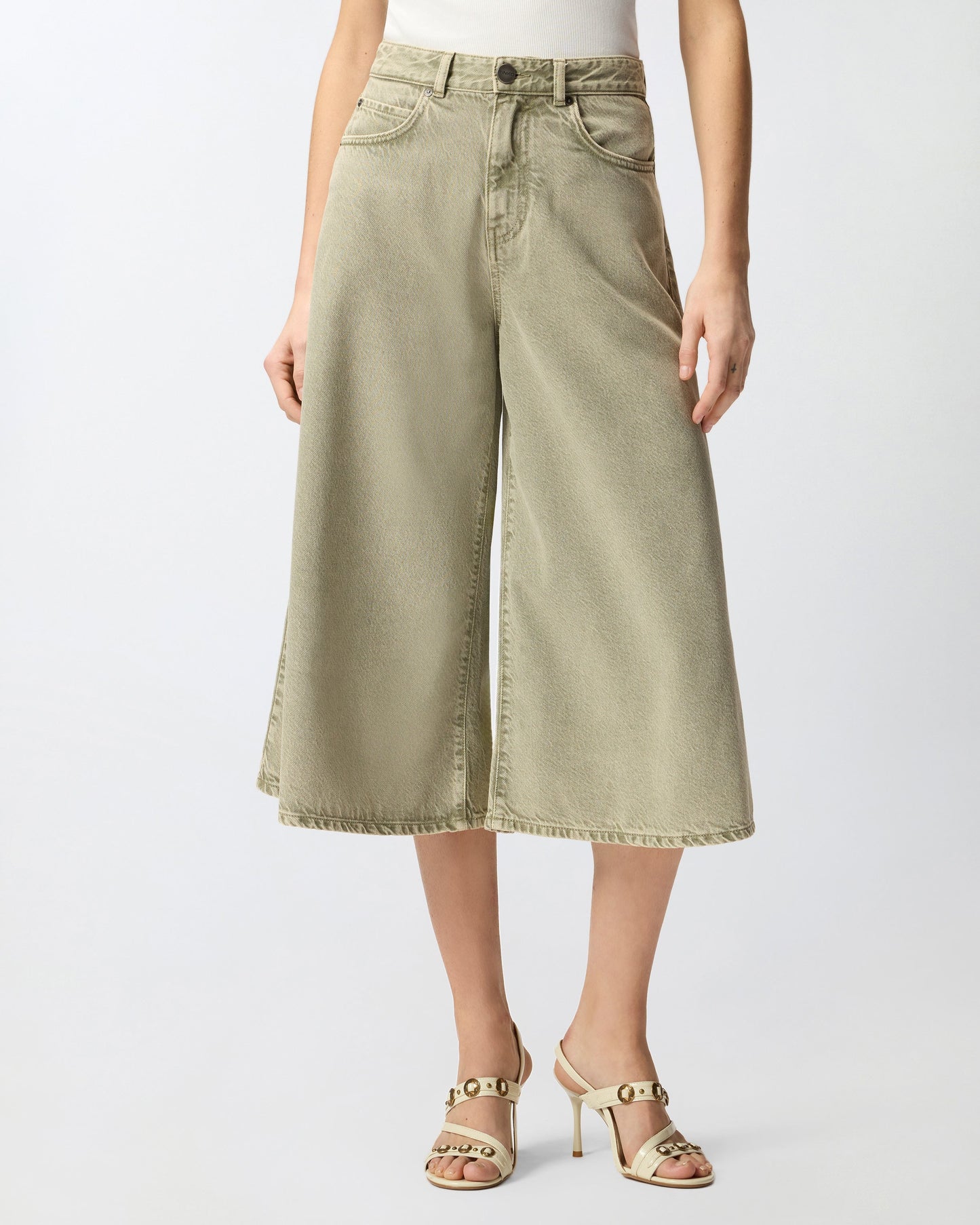 Long denim Bermuda shorts