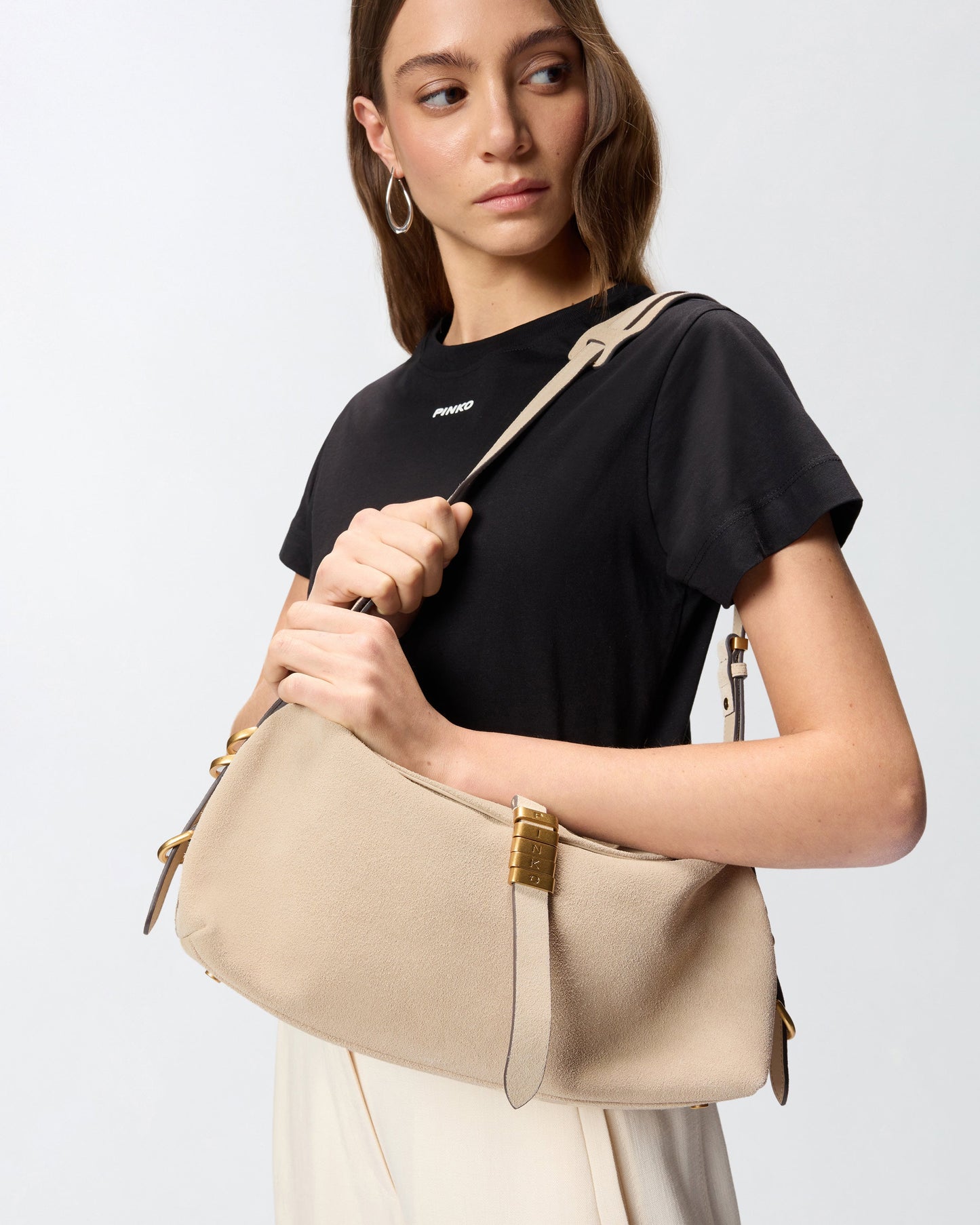 Saddle Bag Baguette medium shoulder bag in suede