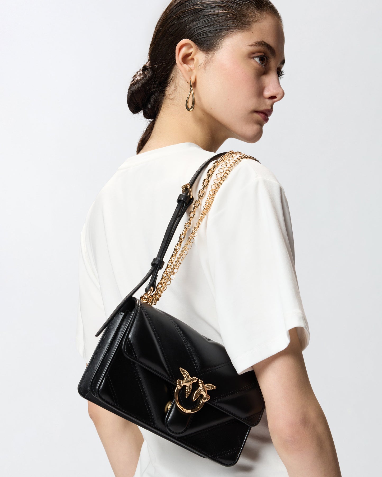 Mini Love Bag One shoulder bag in chevron leather and nappa with triple chain