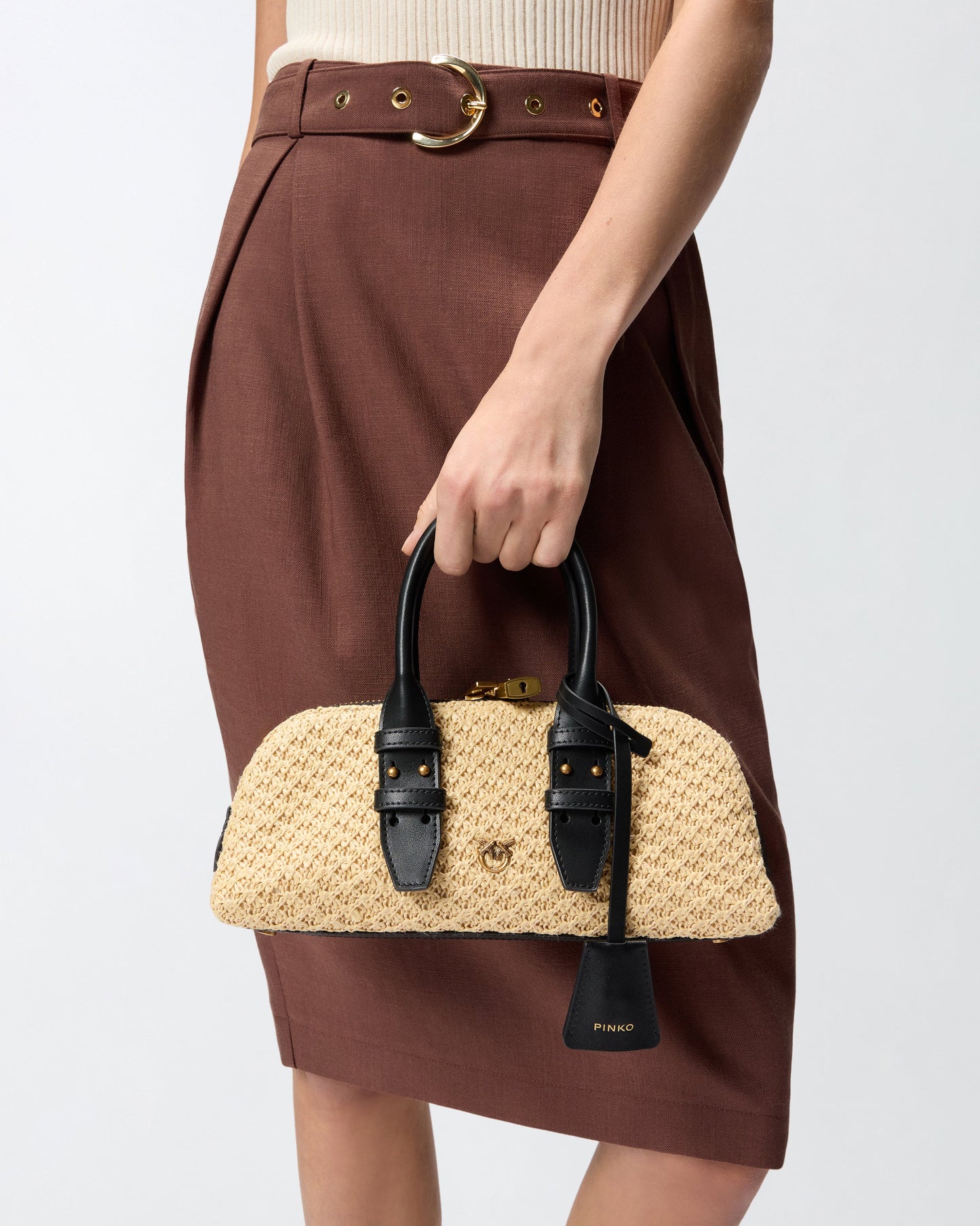 Escape Bag Horizontal small raffia handbag