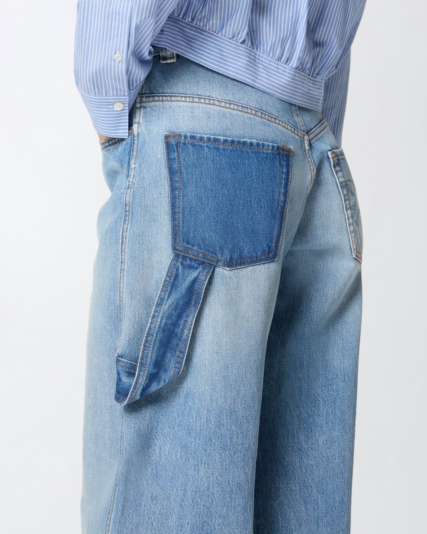 Two-tone balloon-fit jeans